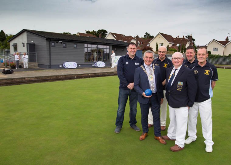 Council Chairman, Councillor Mark Murnin with Conor Haughey, Head of Sport and Leisure at Newry, Mourne and Down District Council and officials from Warrenpoint Bowling Club - Michael Waterman, Secretary, Thomas Hanna, President, Eamon McLoughlin, Treasurer and Tony Casey. Photograph: NewRayPics.com Council Chairman, Councillor Mark Murnin with Conor Haughey, Head of Sport and Leisure at Newry, Mourne and Down District Council and officials from Warrenpoint Bowling Club - Michael Waterman, Secretary, Thomas Hanna, President, Eamon McLoughlin, Treasurer and Tony Casey. Photograph: NewRayPics.com