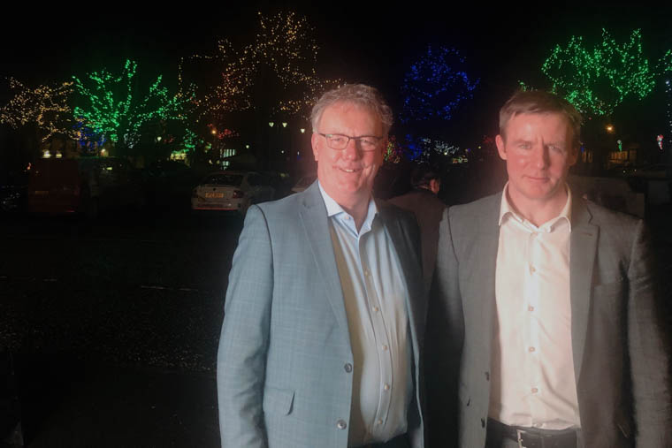 Former Ulster Unionist Leader Mike Nesbitt MLA with Justin McNulty in Crossmaglen.