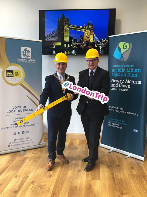 Chairman of Newry, Mourne and Down District Council, Cllr Mark Murnin and Chief Executive of Newry Chamber, Colm Shannon encourage local Construction and Design companies to make the most of this opportunity and pitch for business in London. Chairman of Newry, Mourne and Down District Council, Cllr Mark Murnin and Chief Executive of Newry Chamber, Colm Shannon encourage local Construction and Design companies to make the most of this opportunity and pitch for business in London.