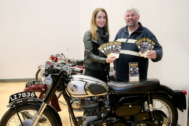 Managing Director of JMK Solicitors Maurece Hutchinson with British Motorcycling Federation, and Rathfriland Motorcycle Club member Howard Anderson.