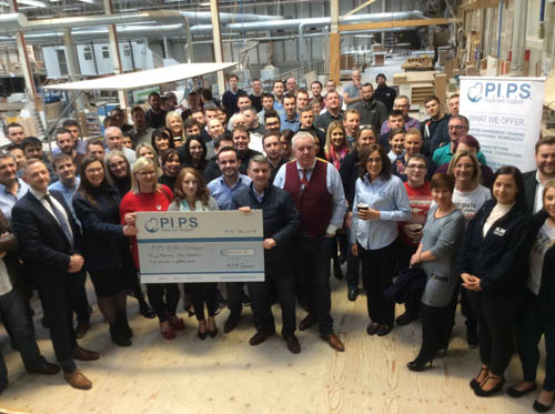 Seamus McCabe, PIPS Hope and Support receives a cheque for £30,302 from MJM. Seamus McCabe, PIPS Hope and Support receives a cheque for £30,302 from MJM.