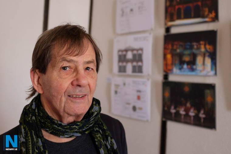 Alistair Livingstone with some of his illustrations at his Design's for the Theatre Exhibition in the Sean Hollywood Arts Centre. Alistair Livingstone with some of his illustrations at his Design's for the Theatre Exhibition in the Sean Hollywood Arts Centre.