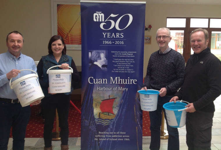 Oonagh Lavery (Cuan Mhuire Support Worker), Pat Mc Ginn (Friends of Cuan Mhuire), Gerry McElroy (Cuan Mhuire Staff) and Des Murphy (Friends of Cuan Mhuire) get ready for Saturday’s Street Collection in Camlough. Oonagh Lavery (Cuan Mhuire Support Worker), Pat Mc Ginn (Friends of Cuan Mhuire), Gerry McElroy (Cuan Mhuire Staff) and Des Murphy (Friends of Cuan Mhuire) get ready for Saturday’s Street Collection in Camlough.
