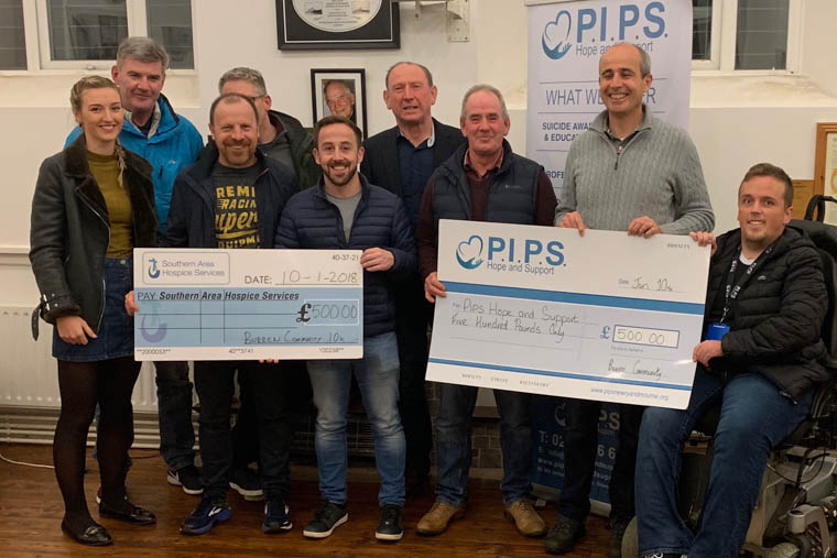 Members of Burren Community Forum present cheques for £500 to PIPS Hope and Support and Southern Area Hospice. Members of Burren Community Forum present cheques for £500 to PIPS Hope and Support and Southern Area Hospice.