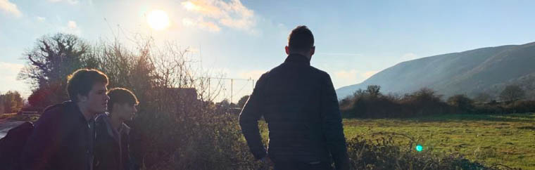 The team check out possible film locations on a visit in early December.