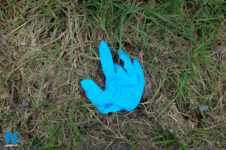 Disposable plastic gloves are being increasingly dumped at the side of roads throughout the district. Photograph: Columba O'Hare/ Newry.ie 