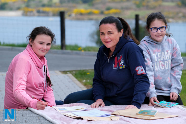Clare Braham with daughters Orla and Aoife. Photograph: Columba O'Hare/ Newry.ie 