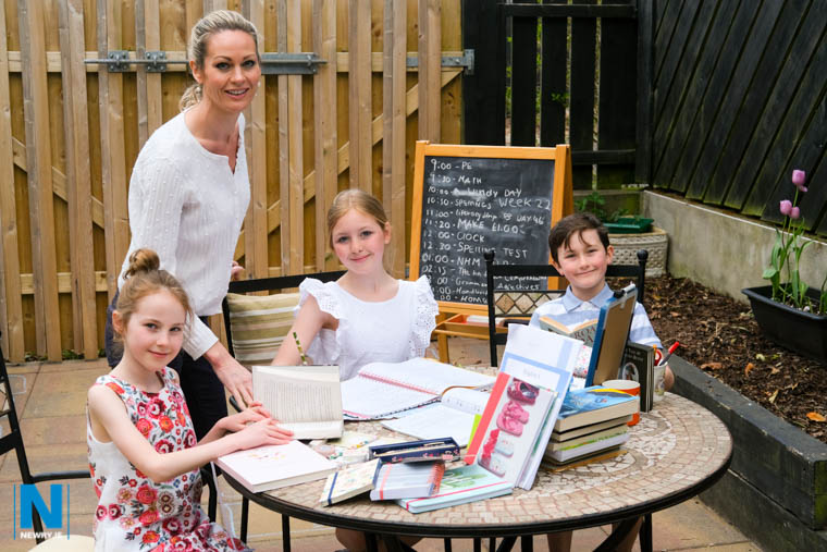 Michelle Curran with daughter Isabella and twins Alex and Juliette. Photograph: Columba O'Hare/ Newry.ie 