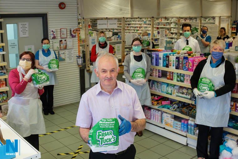 John Downey, Friar Tucks, Monaghan Street, Newry treated the staff of Newpharm Pharmacy to lunch in appreciation of their frontline work for local people. Photograph: Columba O'Hare/ Newry.ie John Downey, Friar Tucks, Monaghan Street, Newry treated the staff of Newpharm Pharmacy to lunch in appreciation of their frontline work for local people. Photograph: Columba O'Hare/ Newry.ie