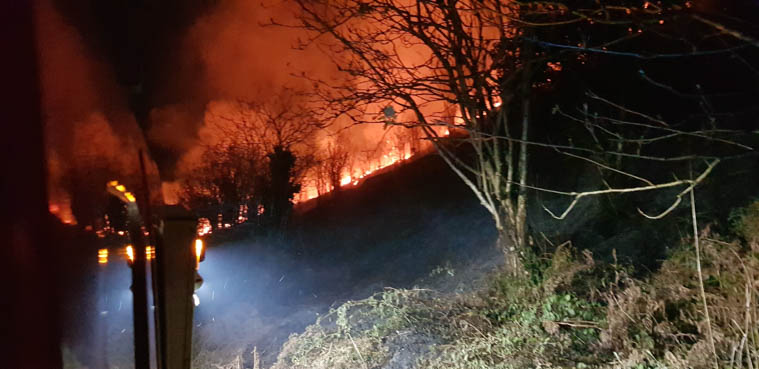 Fire rages at Flagstaff Hill. Fire rages at Flagstaff Hill.