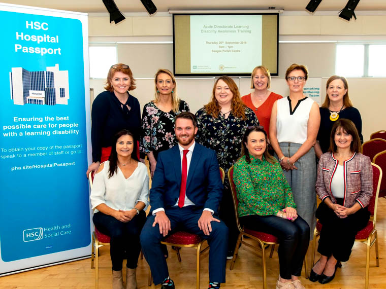 Pictured at the recent Learning Disability Awareness training for hospital staff in the Southern Trust are:  (back left to right) Sinead Hughes, Promoting Wellbeing Specialist Lead, Geraldine Rushe, Head of Supported Living Disability Services,  Toni Quinn, Speech and Language Therapist, Dr Freda McCormick , Research Fellow, Queens University, Majella Gorman, User Involvement Development Officer and Brea Crothers,  Learning Disability Health Care Facilitator, (front left to right, Claire Byrne, Speech and Language Therapist, Shane Fearon, Behavioural Support Therapist, Mary Duffin, Carer,  Trudy Reid, Interim Assistant Director Corporate Clinical and Social Care Governance.