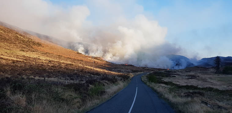 A fire at the Longwomans Grave on Monday. A fire at the Longwomans Grave on Monday.
