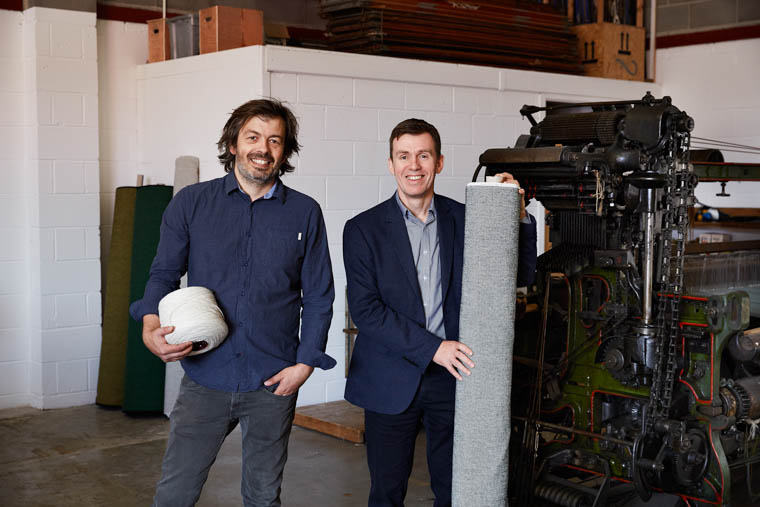 Mario Sierra, Creative Director, Mourne Textiles (left) and David Acheson, Head of Strategic Operations at Ulster Carpets, pictured in the new workshop of Mourne Weavers - a joint venture between the two companies. Mario Sierra, Creative Director, Mourne Textiles (left) and David Acheson, Head of Strategic Operations at Ulster Carpets, pictured in the new workshop of Mourne Weavers - a joint venture between the two companies.