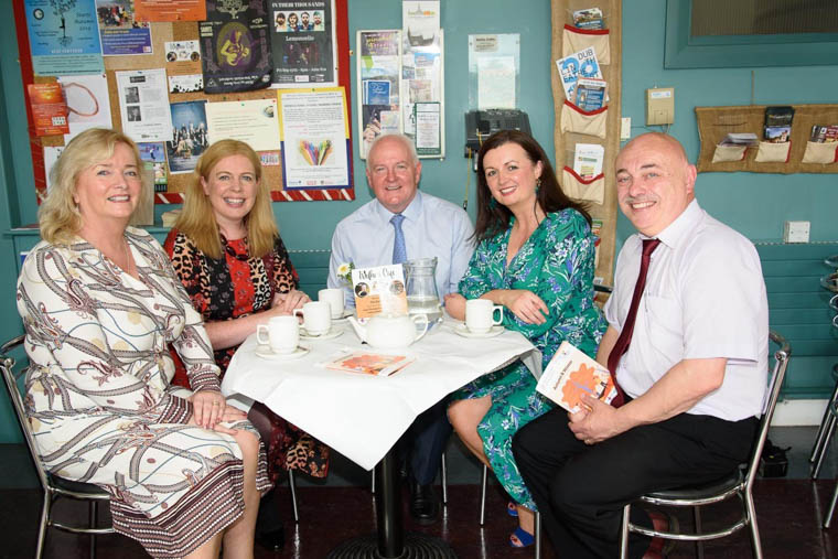 The cross-border Innovation Recovery Project has delivered educational courses to 1,400 people since it was set up two years ago. Pictured are Edel O’Doherty- Deputy Chief Officer of Co-operation and Working Together (CAWT), Cathy McCloskey-Innovation Recovery Project Manager, Raymond Guthrie-Assistant Director of Nursing Donegal Mental Health Services, Tina Duffy- Recovery College Coordinator, CAWT