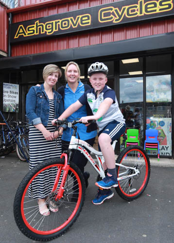 Active 4 Life bicycle winner Ross Lindsay with Helen McKee, School Nursing Team Manager and Alison Quinn, Public Health Staff Nurse. Active 4 Life bicycle winner Ross Lindsay with Helen McKee, School Nursing Team Manager and Alison Quinn, Public Health Staff Nurse.