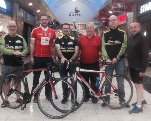 Pictured at the Craobh Rua Camlocha 'Hooley Round Cooley' Lauch in The Quays Newry. From left:&nbsp;Barry Fegan (Camlough Cycling Club) Joe McEldowney (Craobh Rua) Johnny Gallagher (Camlough Cycling Club) Labhras Bradley (Craobh Rua) Colin McCloskey (Camlough Cycling Club) and Pat McGinn (Craobh Rua)