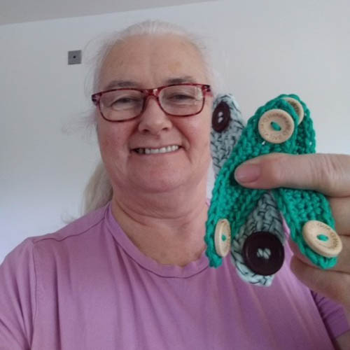 Carer Patricia Cadogan from Warrenpoint with some of the items she has knitted for health staff Carer Patricia Cadogan from Warrenpoint with some of the items she has knitted for health staff