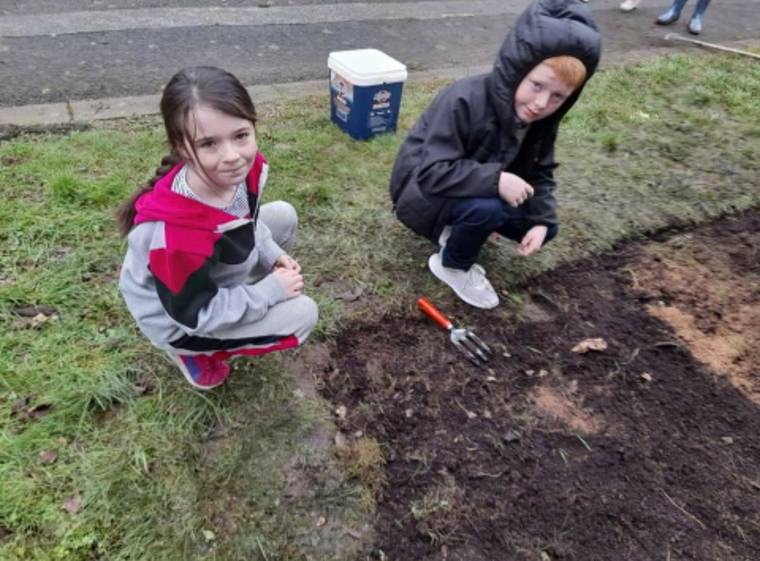 Getting the bulbs planted.