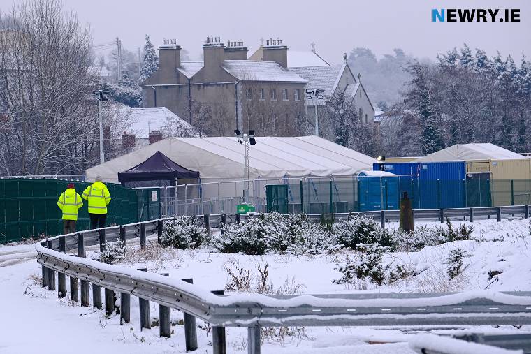 The Covid-19 testing facility at the Albert Basin in Newry. Photograph: Columba O'Hare/ Newry.ie The Covid-19 testing facility at the Albert Basin in Newry. Photograph: Columba O'Hare/ Newry.ie
