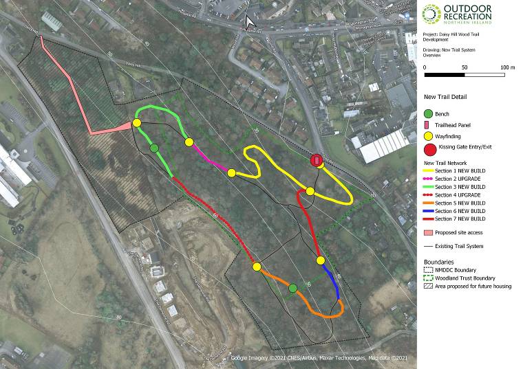 A map of the proposed trails at Daisy Hill Wood. A map of the proposed trails at Daisy Hill Wood.