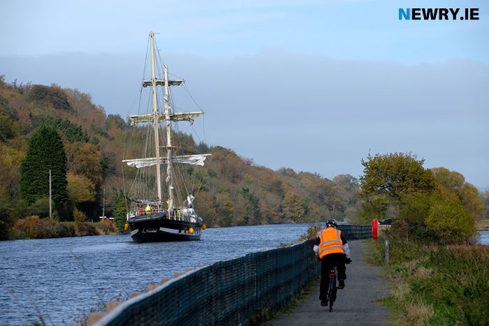 La Malouine sailing up Newry Ship Canal. Photograph: Columba O'Hare/ Newry.ie La Malouine sailing up Newry Ship Canal. Photograph: Columba O'Hare/ Newry.ie