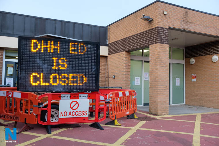 A sign of the times! - Daisy Hill Emergency Department will remain closed till 19 October at the earliest. Photograph: Columba O'Hare/ Newry.ie 