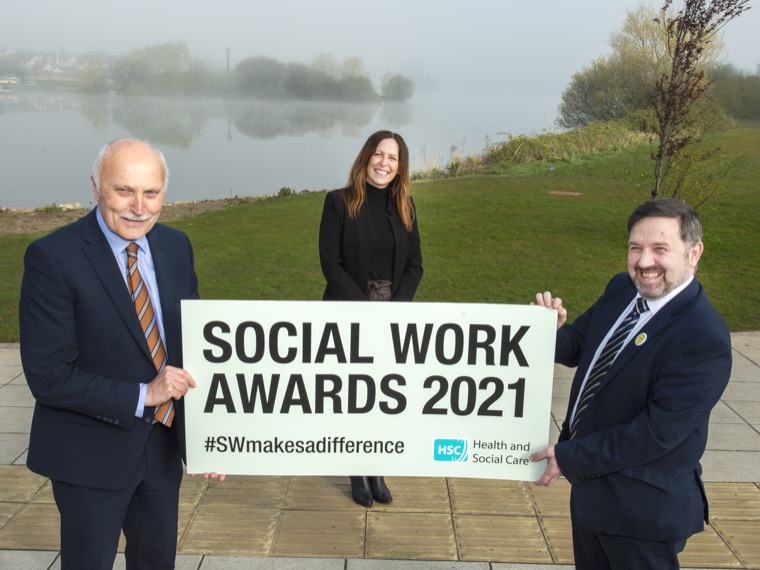 Launching the NI Social Work Awards are Health Minister Robin Swann with Paul Morgan, Southern Trust’s Executive Director of Social Work and Michaela Michaela Glover, Head of Social Work Governance, Health and Social Care Board. Launching the NI Social Work Awards are Health Minister Robin Swann with Paul Morgan, Southern Trust’s Executive Director of Social Work and Michaela Michaela Glover, Head of Social Work Governance, Health and Social Care Board.