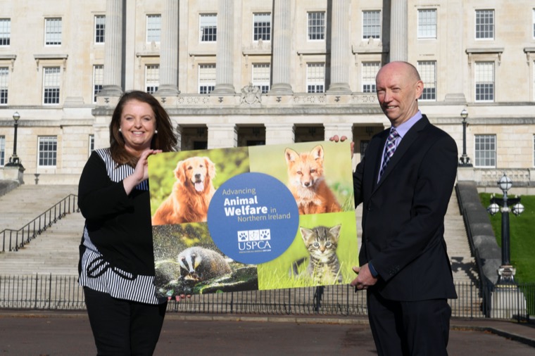 South Down MLA Sinead Bradley with USPCA Chief Executive Brendan Mullan launching the USPCA Animal Welfare Manifesto. South Down MLA Sinead Bradley with USPCA Chief Executive Brendan Mullan launching the USPCA Animal Welfare Manifesto.