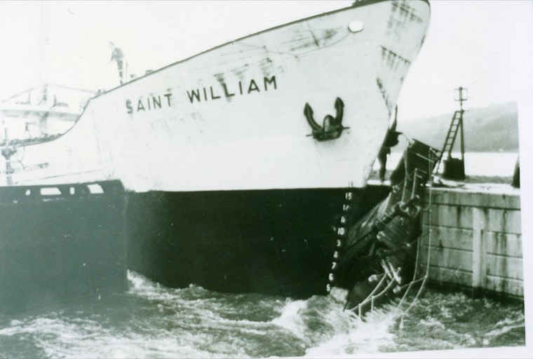 On 30th January 1968, MV Saint William, crashed into the seaward gates of the Victoria Lock resulting in the closure of the ship canal until March of that year. Newry and Mourne Museum Collection On 30th January 1968, MV Saint William, crashed into the seaward gates of the Victoria Lock resulting in the closure of the ship canal until March of that year. Newry and Mourne Museum Collection