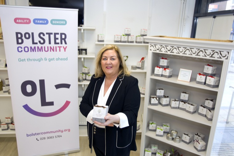 Jacinta Linden, CEO of Bolster Community celebrating the launch of the community support charity's new brand name.