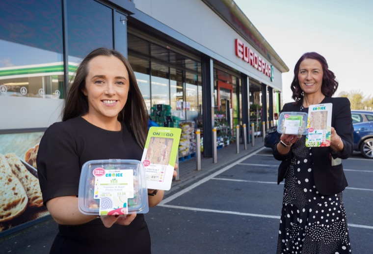 Collette Keenan, Head of Business Development at Around Noon is pictured with Julia Galbraith, Food To Go Brand Development & Marketing Manager at Henderson Group after an £80,000 investment of the dailyDeli range of sandwiches, wraps, salads and snack pots was announced. The range now includes two new sub-ranges creating 12 new products.