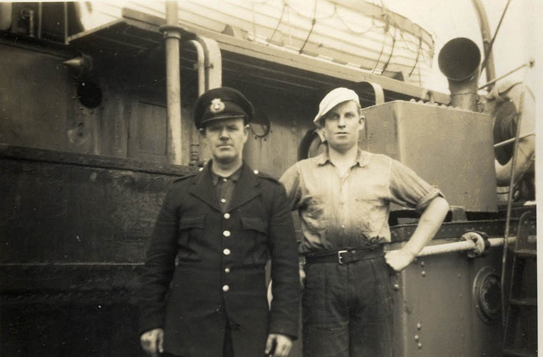 Local men, Barney Duffy, First Mate, and Peter Rice, Able Seaman, pictured on one of Fisher’s colliers c.1952. Courtesy of John McParland Local men, Barney Duffy, First Mate, and Peter Rice, Able Seaman, pictured on one of Fisher’s colliers c.1952. Courtesy of John McParland