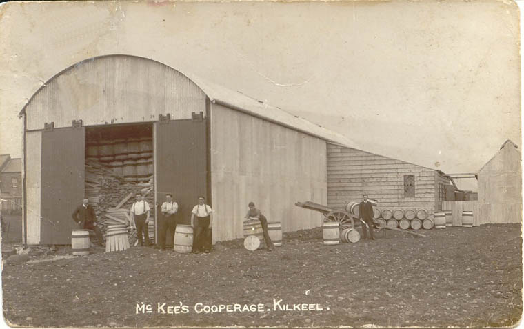 Workmen at McKee’s Cooperage in the 1930s. Each cooper made nine barrels in a twelve hour day. Newry and Mourne Museum Collection