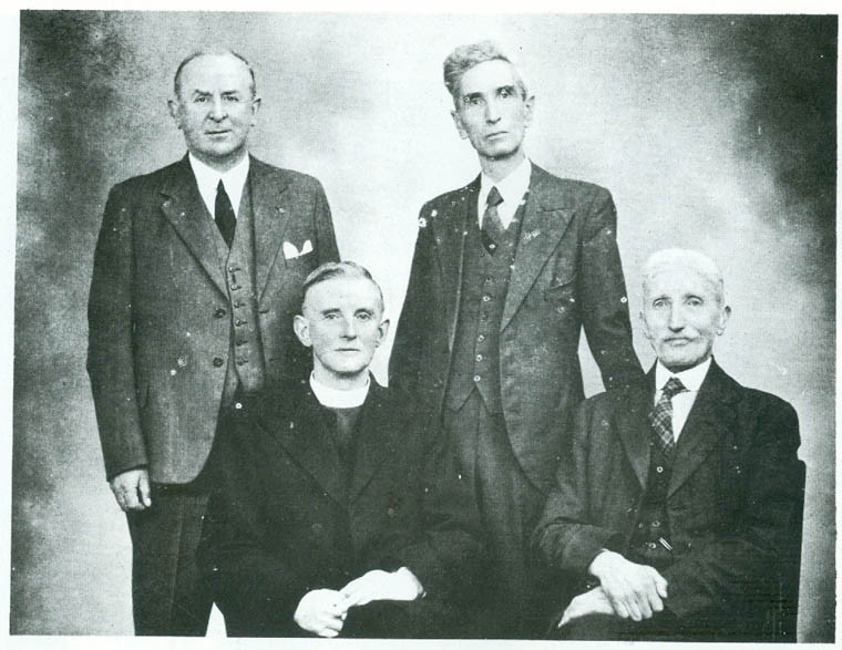 The Rev. Lyons’ third son, Henry, continued to worship at the Riverside Church until his death in 1979. He is pictured here (back row, first left) with two of the other Elders of the Congregation, Thomas Adams and William Savage, and the Minister, the Rev. T.B. McFarlane, in 1945. Henry Lyon’s son, Alex, is still an Elder in the congregation. Newry and Mourne Museum Collection The Rev. Lyons’ third son, Henry, continued to worship at the Riverside Church until his death in 1979. He is pictured here (back row, first left) with two of the other Elders of the Congregation, Thomas Adams and William Savage, and the Minister, the Rev. T.B. McFarlane, in 1945. Henry Lyon’s son, Alex, is still an Elder in the congregation. Newry and Mourne Museum Collection