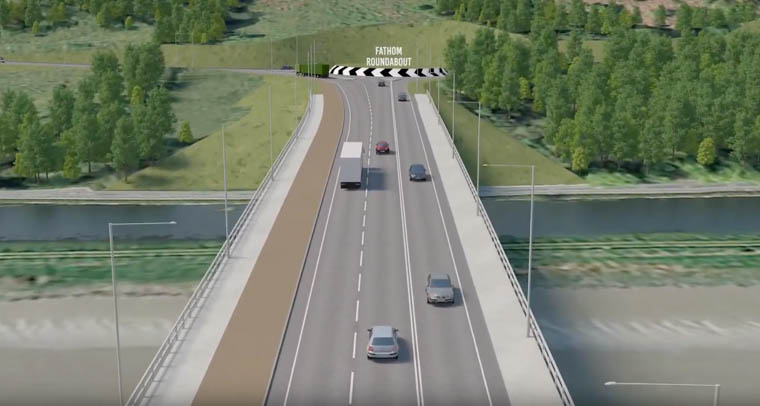 An artists impression of the bridge over Newry Canal from DFI Video An artists impression of the bridge over Newry Canal from DFI Video