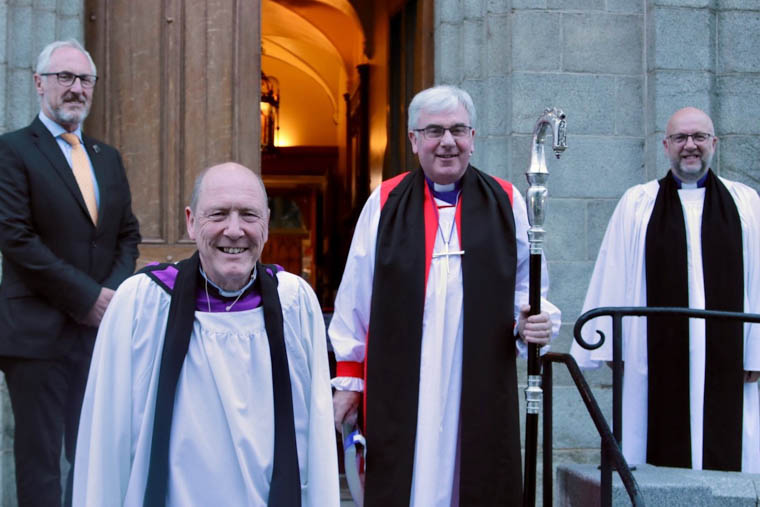 Des Scott, Revd Scott McDonald, Bishop David and Revd Mark Harvey at St Mary's.