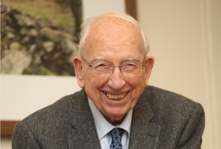 Thomas Kenneth Whitaker (1916 – 2017) at the launch of the Whitaker Institute for Innovation and Societal Change at NUI Galway in 2012.  Courtesy of the Whitaker Institute