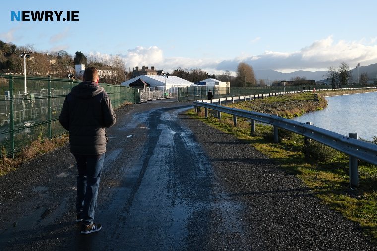 The walk in Covid-19 testing facility at the Albert Basin in Newry. Photograph: Columba O'Hare The walk in Covid-19 testing facility at the Albert Basin in Newry. Photograph: Columba O'Hare