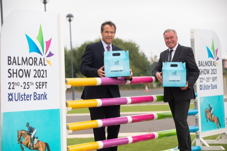 The 152nd Balmoral Show in partnership with Ulster Bank was launched at Balmoral Park on Wednesday 28th July 2021. Cormac McKervey, Senior Agriculture Manager, Ulster Bank joins Dr. Alan Crowe, Chief Executive, RUAS to mark the 8 week countdown to the Show. The 152nd Balmoral Show in partnership with Ulster Bank was launched at Balmoral Park on Wednesday 28th July 2021. Cormac McKervey, Senior Agriculture Manager, Ulster Bank joins Dr. Alan Crowe, Chief Executive, RUAS to mark the 8 week countdown to the Show.
