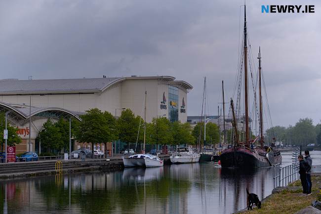Volharding leaves Albert Basin in May. Photograph: Columba O'Hare/ Newry.ie