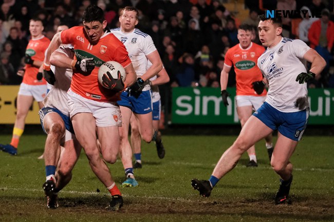 Armagh's Rory Grugan under pressure at the Athletic Grounds.