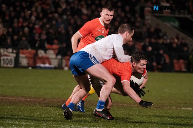 Armagh's Jarlath Og Burns comes under attack.