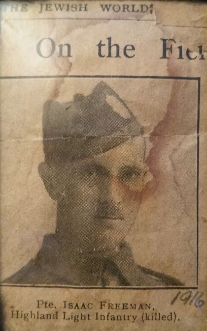 Issac Michael Freeman, who had joined the Highland Light Infantry, was killed in the Battle of the Somme in 1916. Courtesy of Lill Fanny Saether