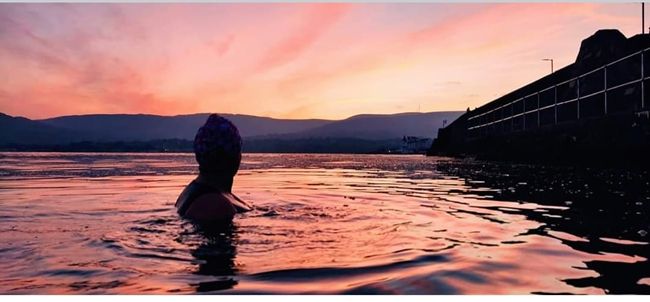 Sunset dip in Warrenpoint. Sunset dip in Warrenpoint.
