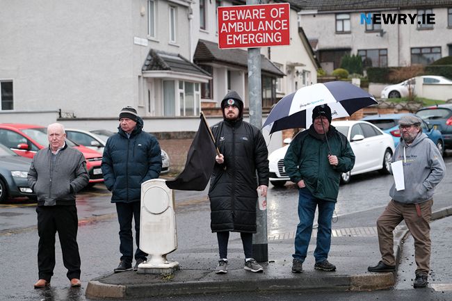 Assembled at Monaghan Street Roundabout in Newry to remember Bloody Sunday. Photograph: Columba O'Hare Assembled at Monaghan Street Roundabout in Newry to remember Bloody Sunday. Photograph: Columba O'Hare
