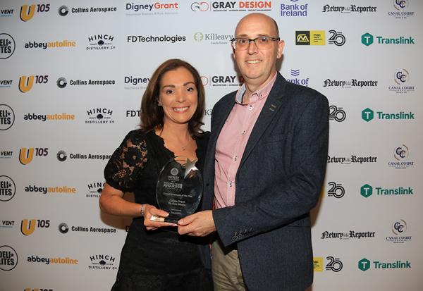 Overall Employee of the Year Award sponsored by Translink and presented by Ruairi Savage, Head of Renewals to Winner - Celine Grant, Re-Gen Waste.