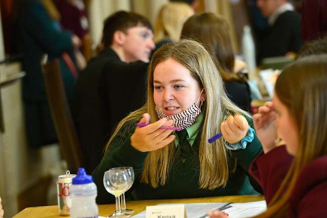 Laura McAteer representing Kenya at the COP26 Climate Simulation Negotiation event at Parliament Buildings, Stormont. Laura McAteer representing Kenya at the COP26 Climate Simulation Negotiation event at Parliament Buildings, Stormont.