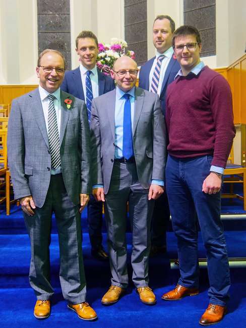 Representatives of the four presbytery areas that the Rural Chaplain will serve (left to right) Rev Gordon Best, Presbytery of Iveagh with Rev Kenny Hanna, Rev Philip McClelland, Presbytery of Armagh, Rev Robert McClure, Moderator of the Presbytery of Newry, and Rev John Torrens, Presbytery of Down. Representatives of the four presbytery areas that the Rural Chaplain will serve (left to right) Rev Gordon Best, Presbytery of Iveagh with Rev Kenny Hanna, Rev Philip McClelland, Presbytery of Armagh, Rev Robert McClure, Moderator of the Presbytery of Newry, and Rev John Torrens, Presbytery of Down.