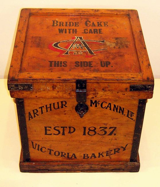Wooden box dating from the 1950s which was used by the Victoria (McCann’s) Bakery to deliver wedding cakes. Now on display at Newry and Mourne Museum. Newry and Mourne Museum Collection Wooden box dating from the 1950s which was used by the Victoria (McCann’s) Bakery to deliver wedding cakes. Now on display at Newry and Mourne Museum. Newry and Mourne Museum Collection
