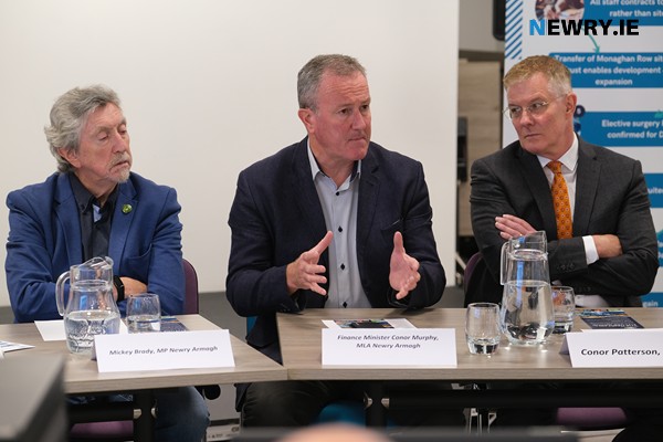 Mickey Brady MP, Conor Murphy MLA and Conor Patterson, Newry and Mourne Co-operative and Enterprise Agency.